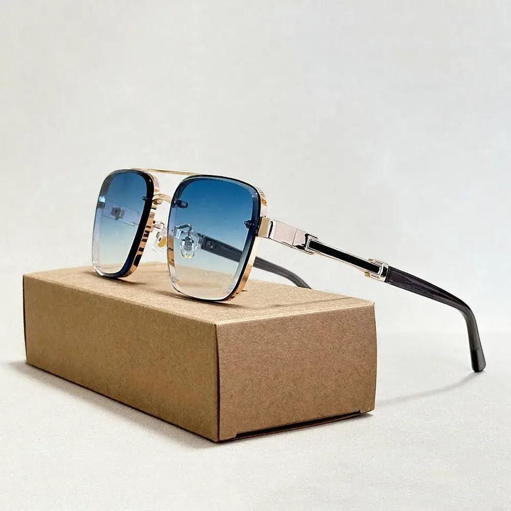 Occhiali da sole aviator con lenti sfumate, montatura in metallo e protezione UV400 - Azzurro chiaro