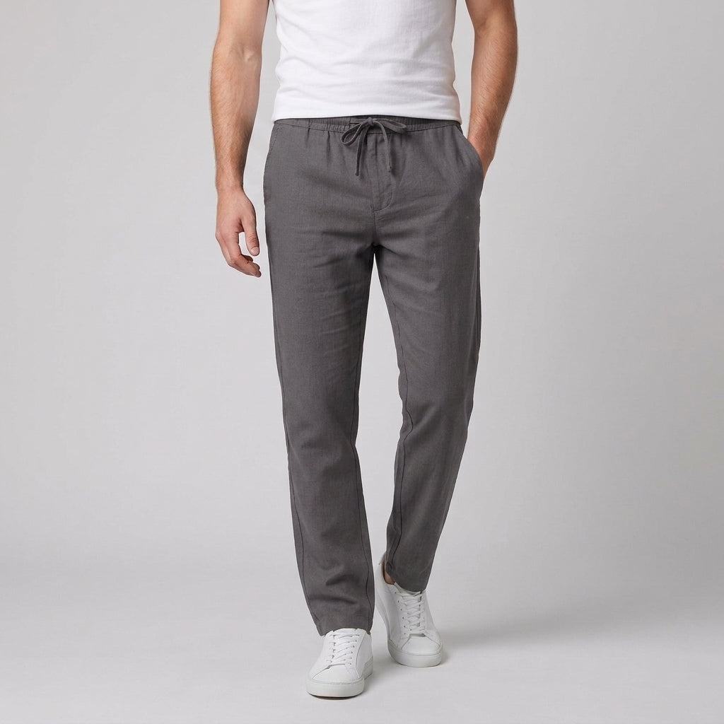 Pantaloni casual da uomo con elastico in vita, alla caviglia e vestibilità regolare, per l'estate - Grigio