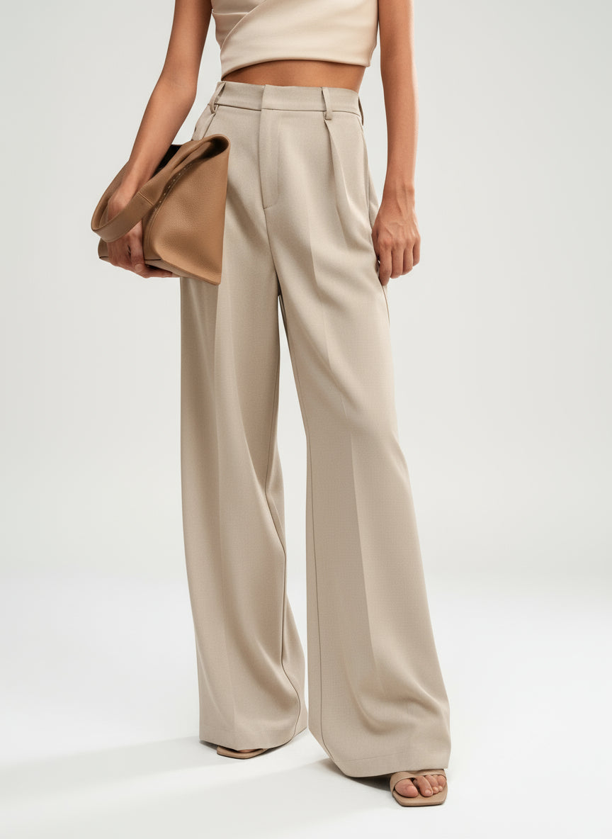 Pantaloni palazzo donna a vita alta, sartoriali ed eleganti, per ufficio e cerimonia - view 11