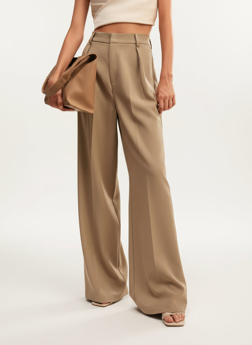 Pantaloni palazzo donna a vita alta, sartoriali ed eleganti, per ufficio e cerimonia - view 17