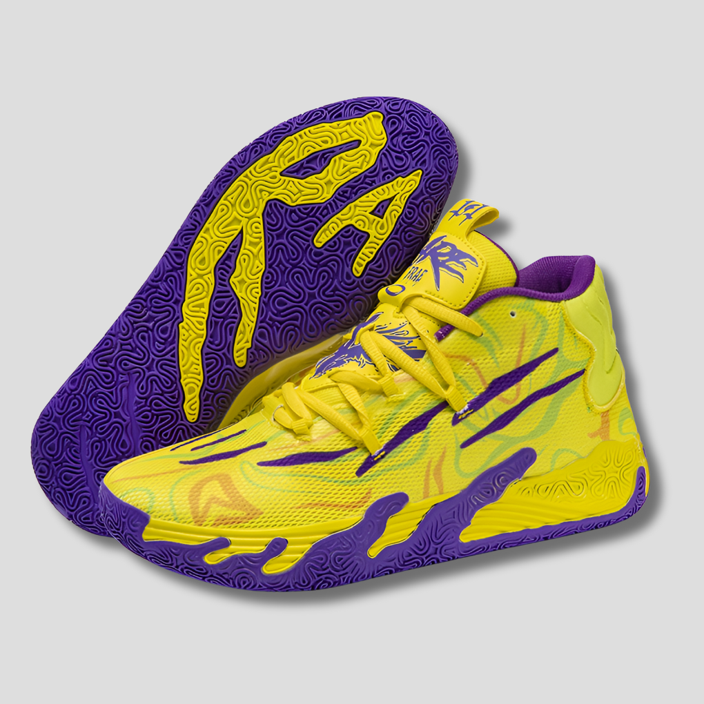 Scarpe da basket da uomo sportive con suola in gomma e tomaia traspirante, per palestra e allenamento - Giallo