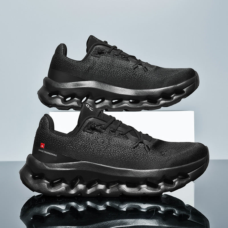 Scarpe da running unisex, sneakers sportive leggere in tessuto per allenamento e palestra - Nero