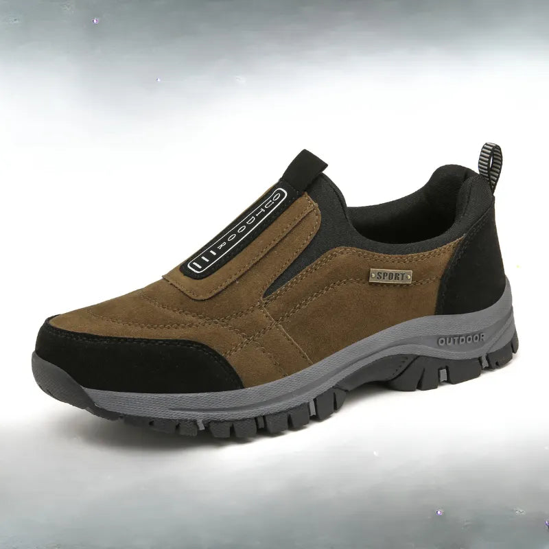 Scarpe da trekking da uomo senza lacci, comode per camminata e tempo libero - Marrone