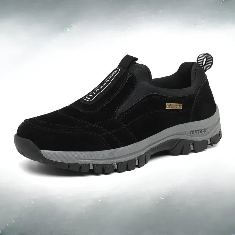 Scarpe da trekking da uomo senza lacci, comode per camminata e tempo libero - Nero