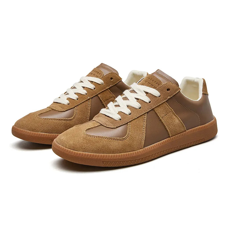 Sneakers da uomo in camoscio e pelle, scarpe basse casual per tutti i giorni - Marrone