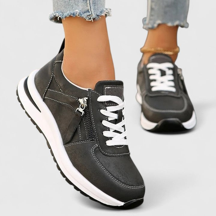 Sneakers donna eleganti e comode con zeppa interna e chiusura a zip - view 5