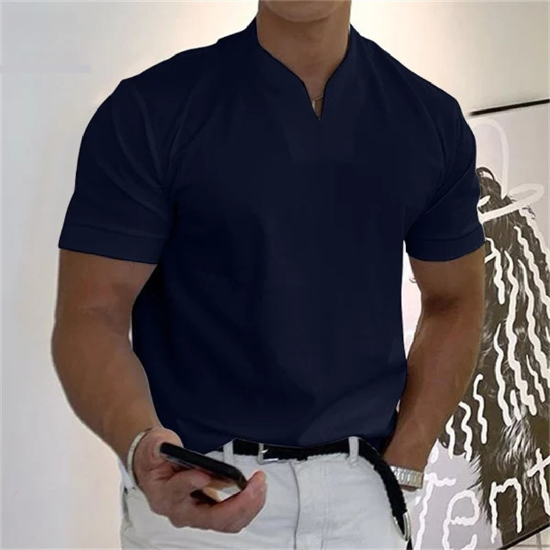 T-shirt da uomo slim fit con scollo a V e maniche corte, per tutti i giorni e per l'estate - maglietta uomo - Blu navy