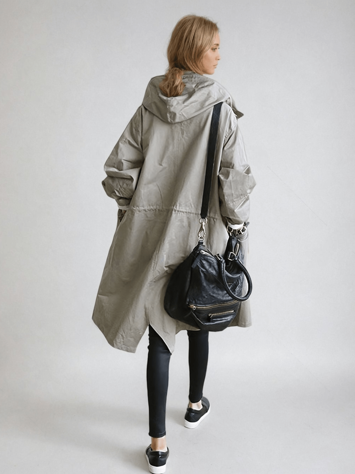 Trench da donna con cappuccio, vestibilità oversize e taglio lungo, soprabito per mezza stagione - view 7