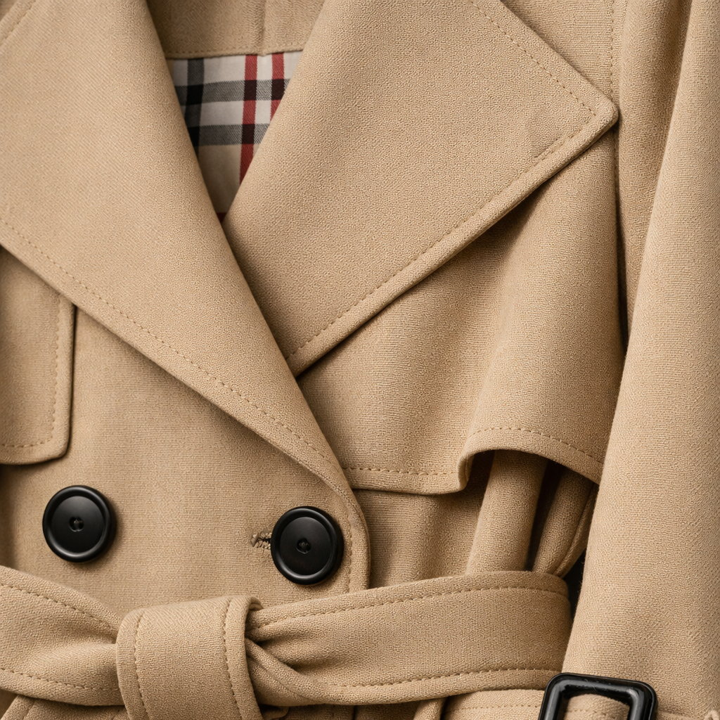 Trench da donna lungo con cintura regolabile e taglio sartoriale, elegante per ufficio e città - view 5