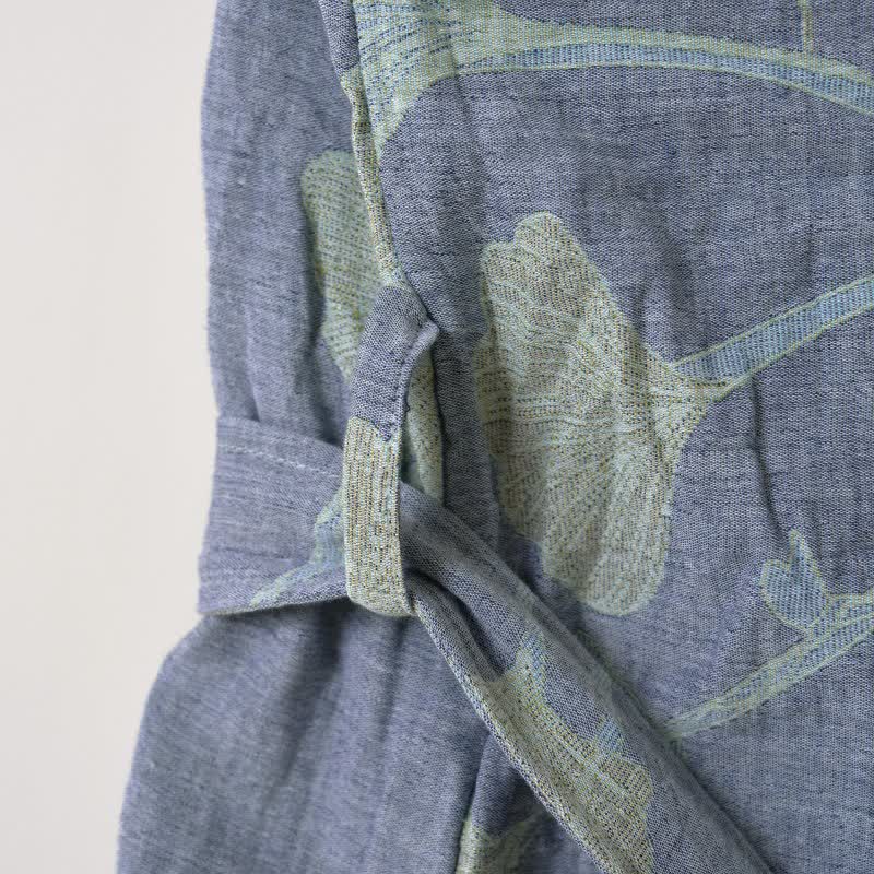 Vestaglia kimono da donna in cotone con foglie di ginkgo - foto 8